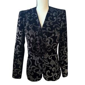 RIMINI- Vintage Black and Silver Patterned Blazer